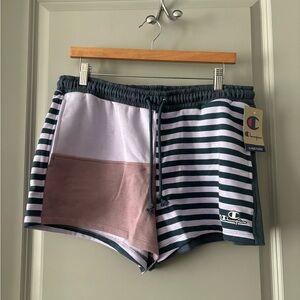 NWT Champion Women Sweat Shorts Stripe Multicolor